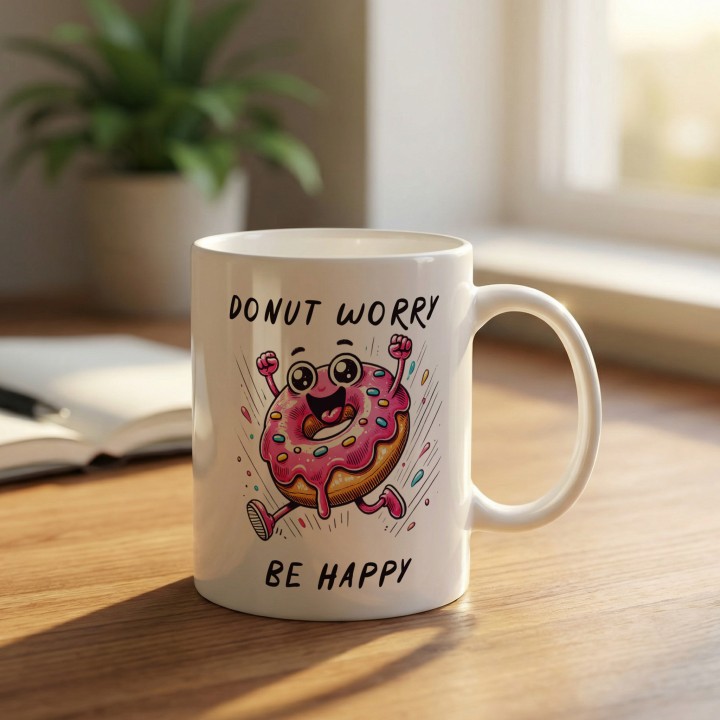 Donut worry be happy - Main - (B)_1_Basic-White_11Oz