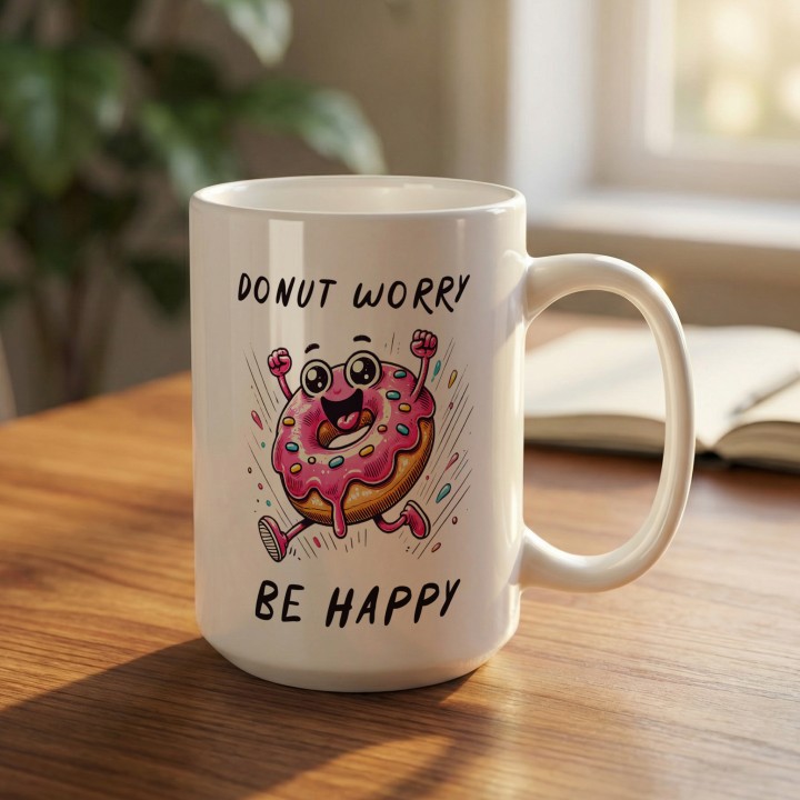 Donut worry be happy - Main - (B)_1_Basic_White_15Oz