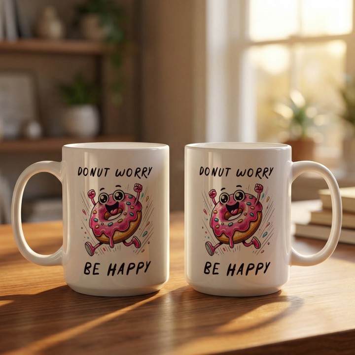 Donut worry be happy - Main - (B)_1_Basic_White_15Oz