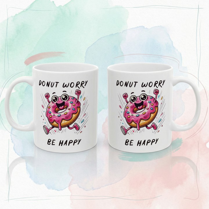 Donut worry be happy - Main - (B)_1_Basic-White_11Oz