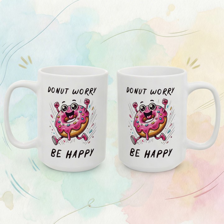 Donut worry be happy - Main - (B)_1_Basic_White_15Oz