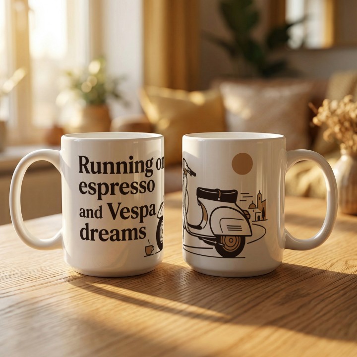 Vespa - running on espresso and vespa Dreams - Main - (B)_1_Basic_White_15Oz