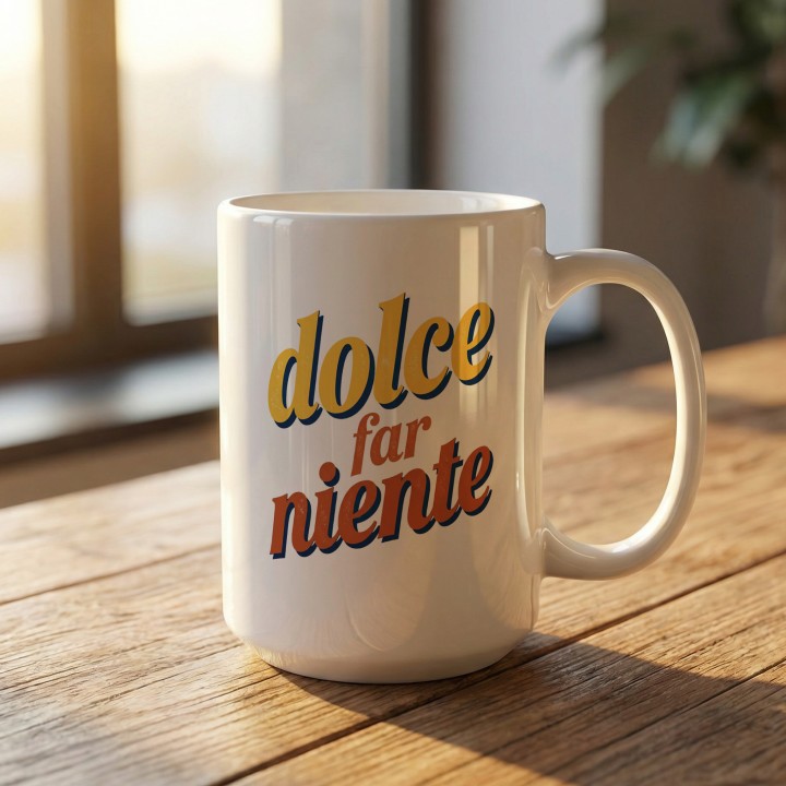 Napis włoski - Dolce far niente - Main - (B)_1_Basic_White_15Oz