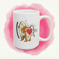 Kubek „I love You” z małpką i sercem (tak… tam) słodko-psotny nadruk