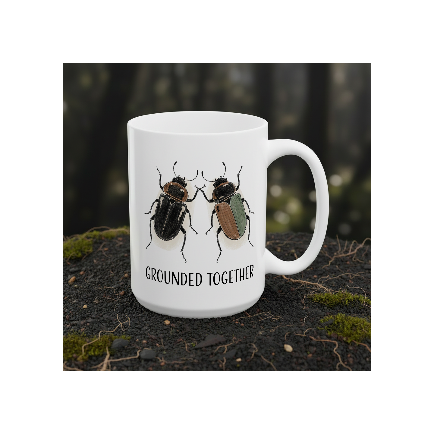 Kubek z nadrukiem – chrząszcze „GROUNDED TOGETHER”