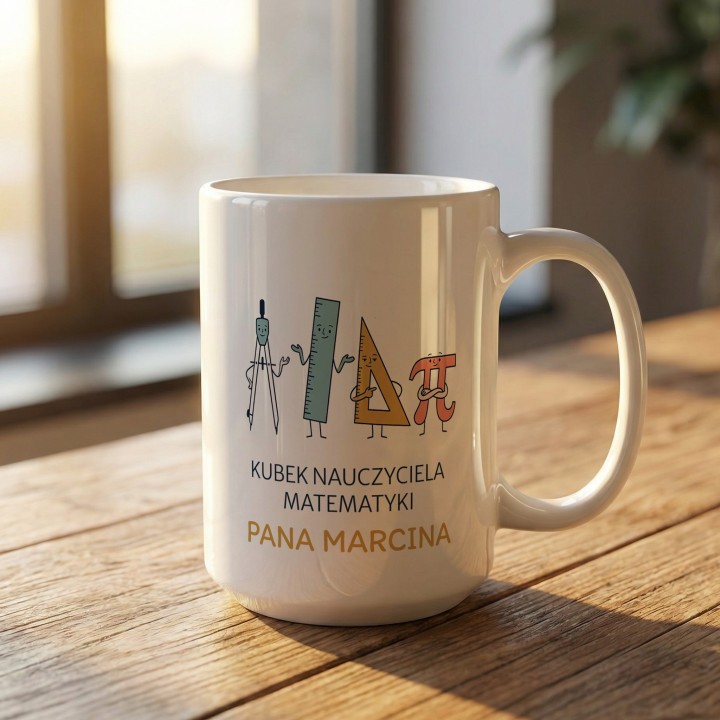 Personalizowany kubek dla nauczyciela matematyki z imieniem