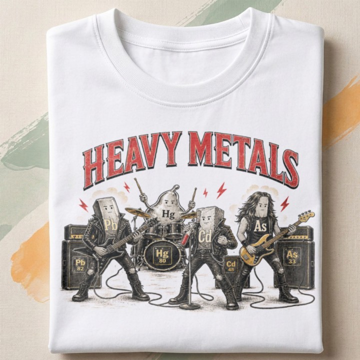 Koszulka Heavy Metals Zabawny Nadruk Chemia – WręczWspaniale