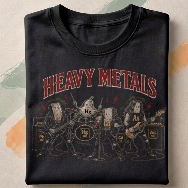 Koszulka Heavy Metals Zabawny Nadruk Chemia – WręczWspaniale