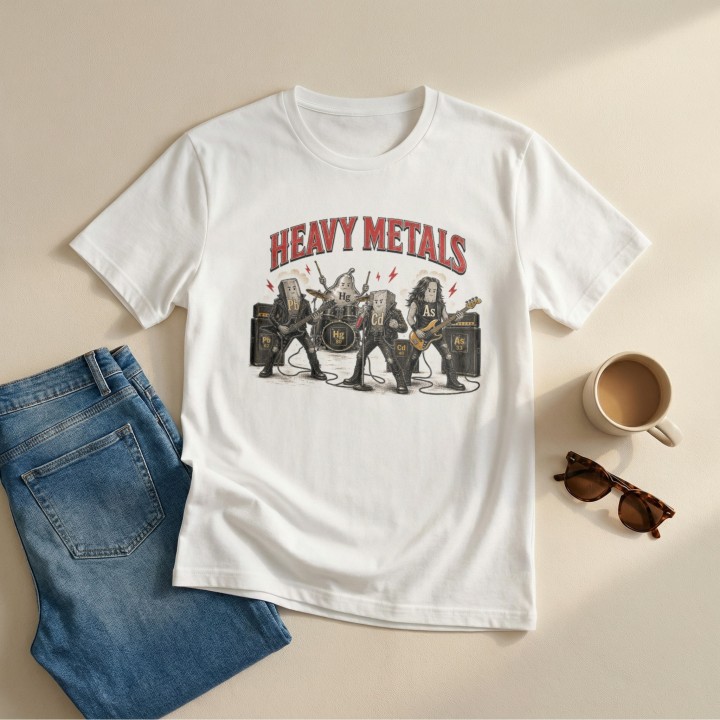 Koszulka Heavy Metals Zabawny Nadruk Chemia – WręczWspaniale