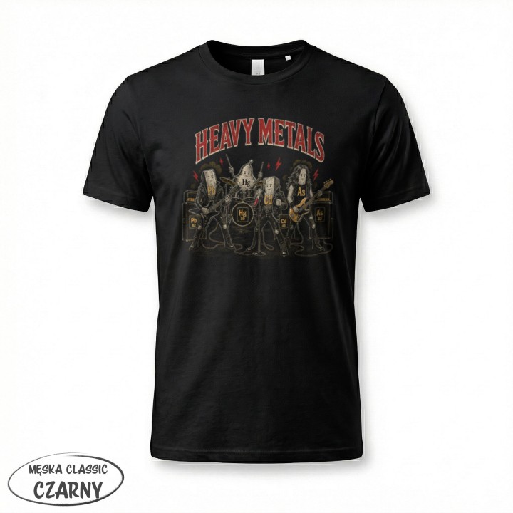 Koszulka Heavy Metals Zabawny Nadruk Chemia – WręczWspaniale
