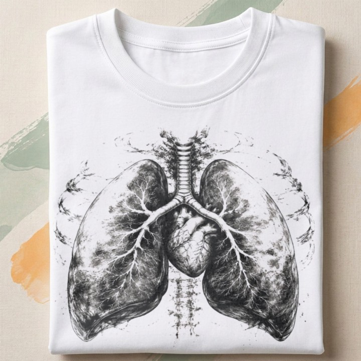 Koszulka z nadrukiem płuc – Anatomiczne prześwietlenie