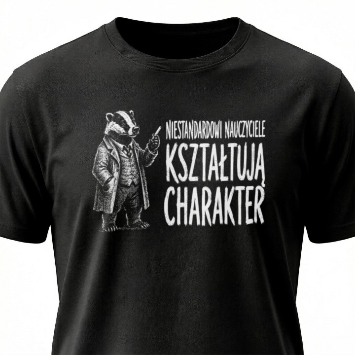 Koszulka - Niestandardowi nauczyciele kształtują charakter - Borsuk - Galeria - (000_1)_UNI_BLACK