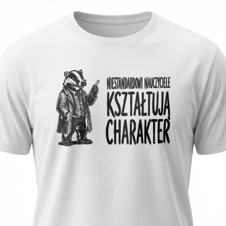 Koszulka - Niestandardowi nauczyciele kształtują charakter - Borsuk - Galeria - (000_2)_UNI_WHITE