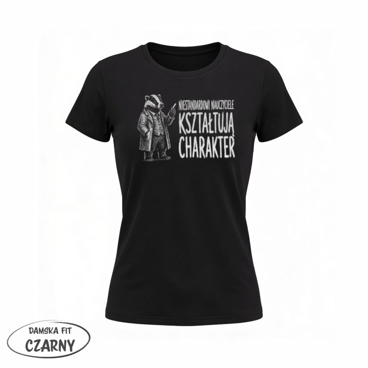 Koszulka - Niestandardowi nauczyciele kształtują charakter - Borsuk - Galeria - (02)_F190_LADY_Black