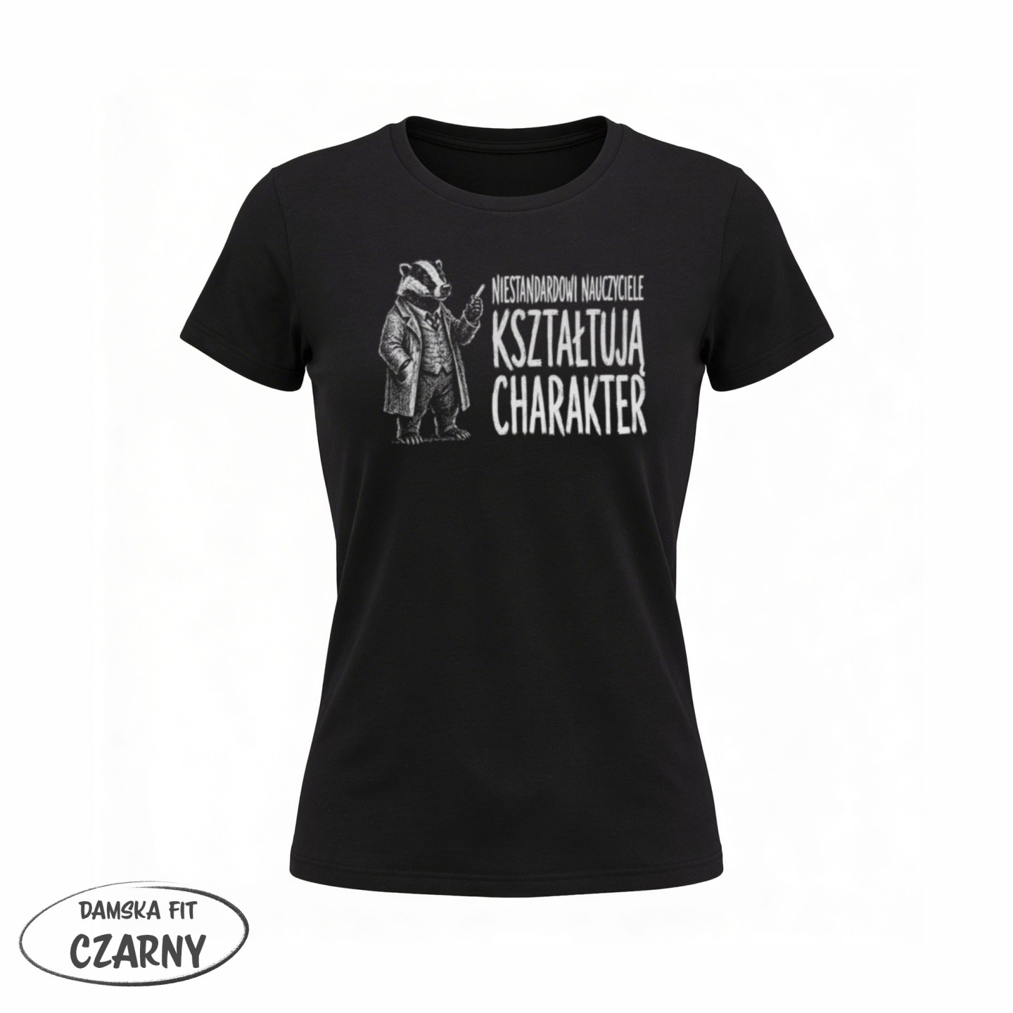 Koszulka - Niestandardowi nauczyciele kształtują charakter - Borsuk - Galeria - (02)_F190_LADY_Black