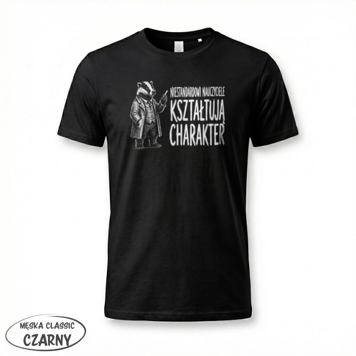 Koszulka - Niestandardowi nauczyciele kształtują charakter - Borsuk - Galeria - (12)_F190_MEN_Black