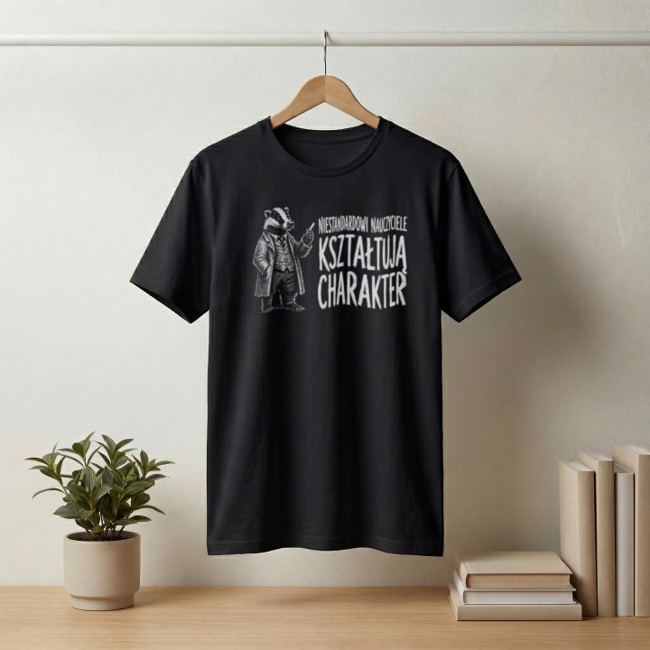 Koszulka - Niestandardowi nauczyciele kształtują charakter - Borsuk - Galeria - (000_1)_UNI_BLACK