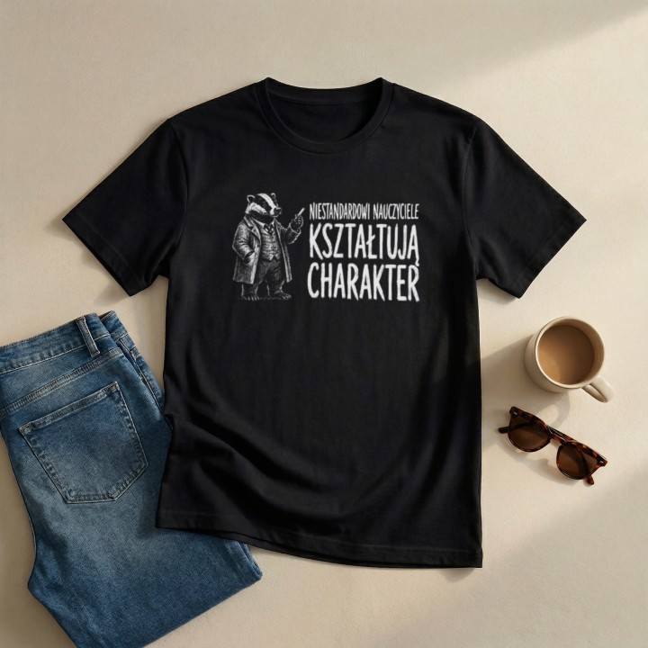 Koszulka - Niestandardowi nauczyciele kształtują charakter - Borsuk - Galeria - (000_1)_UNI_BLACK