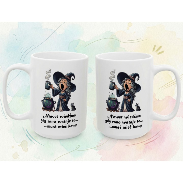 Kubek „Nawet wiedźma… musi mieć kawę” – śmieszny