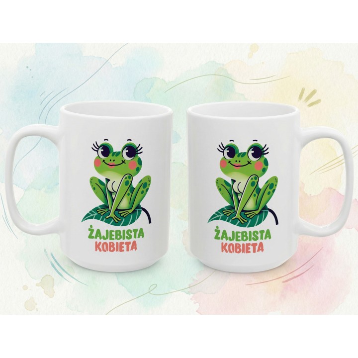 Kubek z nadrukiem „Żajebista Kobieta” – żabka, śmieszny prezent dla niej