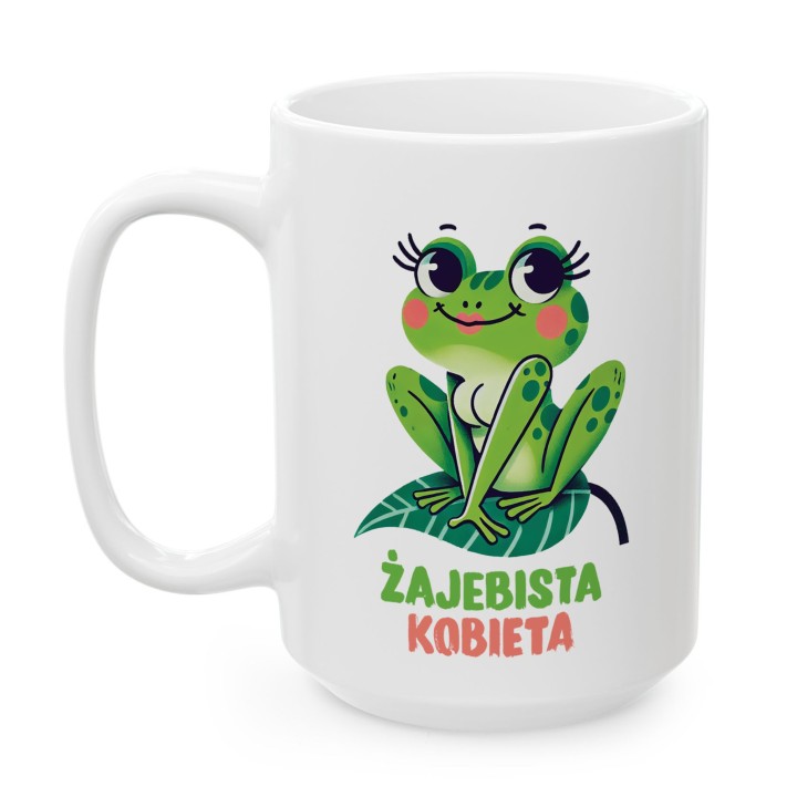 Kubek z nadrukiem „Żajebista Kobieta” – żabka, śmieszny prezent dla niej
