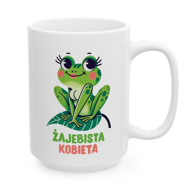 Kubek z nadrukiem „Żajebista Kobieta” – żabka, śmieszny prezent dla niej