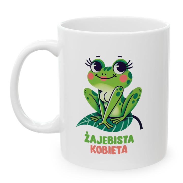 Kubek z nadrukiem „Żajebista Kobieta” – żabka, śmieszny prezent dla niej