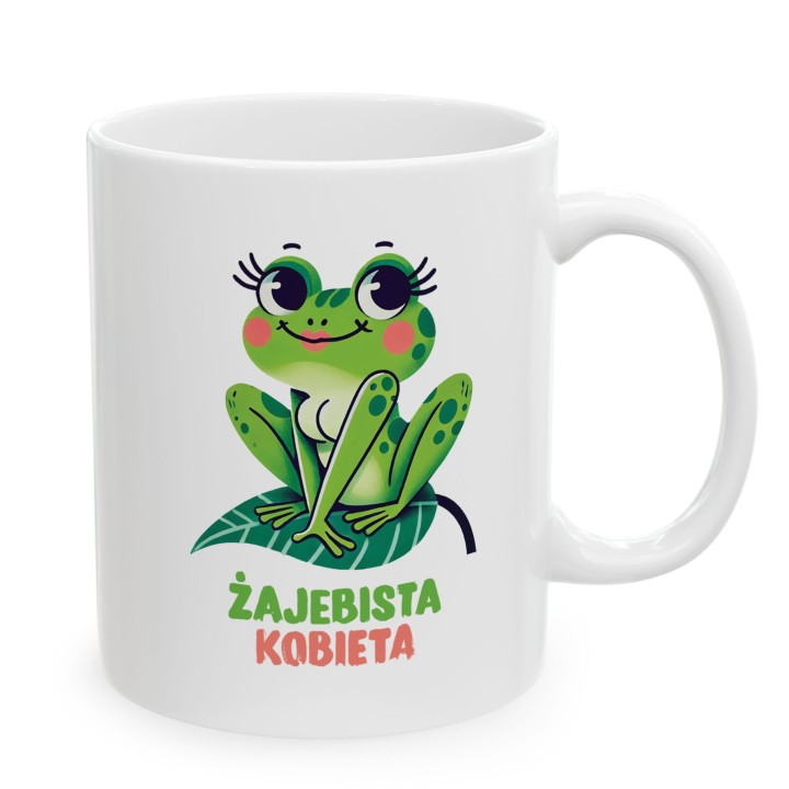 Kubek z nadrukiem „Żajebista Kobieta” – żabka, śmieszny prezent dla niej