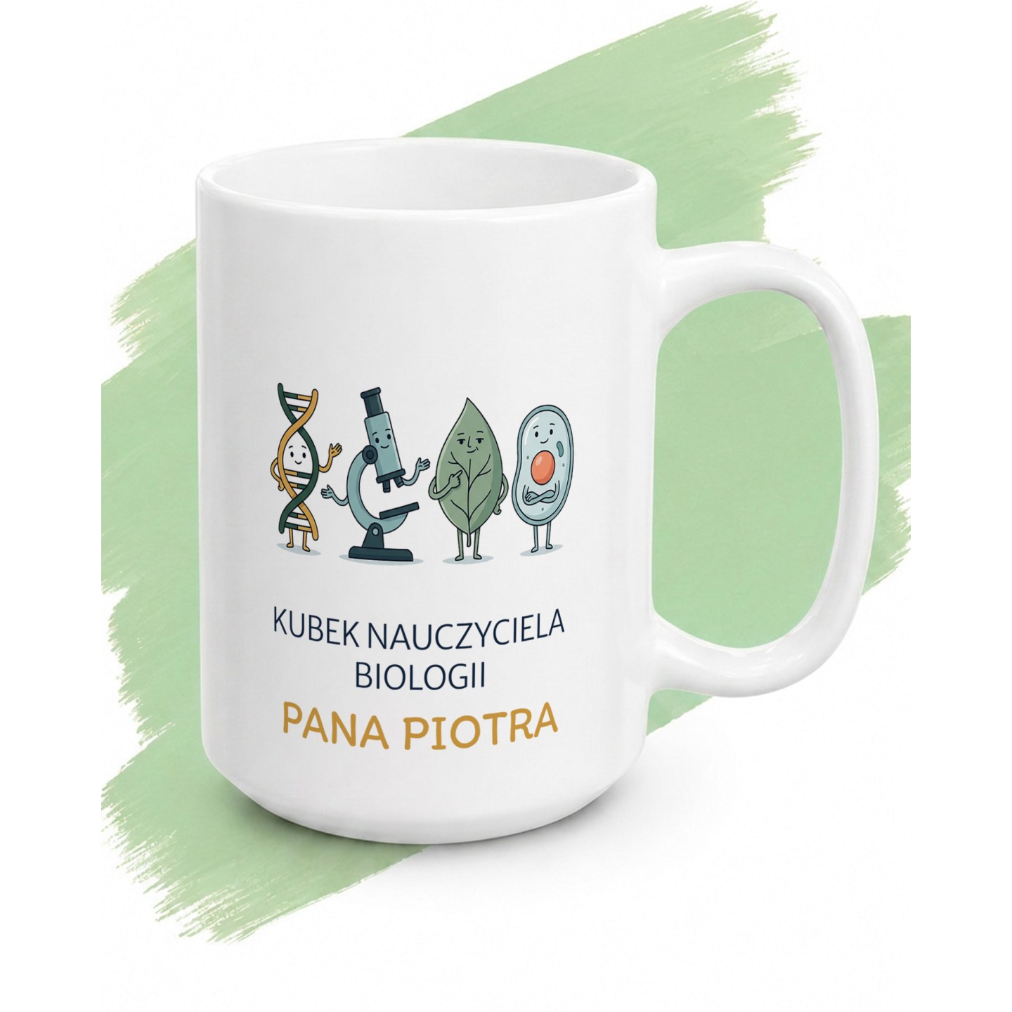 Personalizowany Kubek dla nauczyciela Biologii - Z imieniem - main - GREEN_1