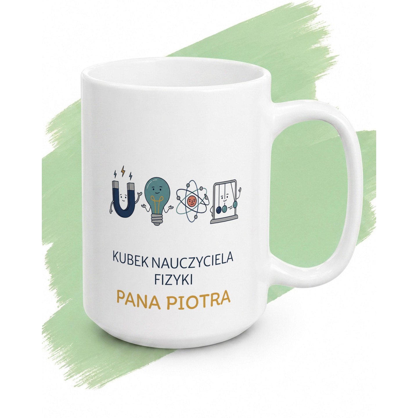 Personalizowany Kubek dla nauczyciela Fizyki - Z imieniem - main - GREEN_1