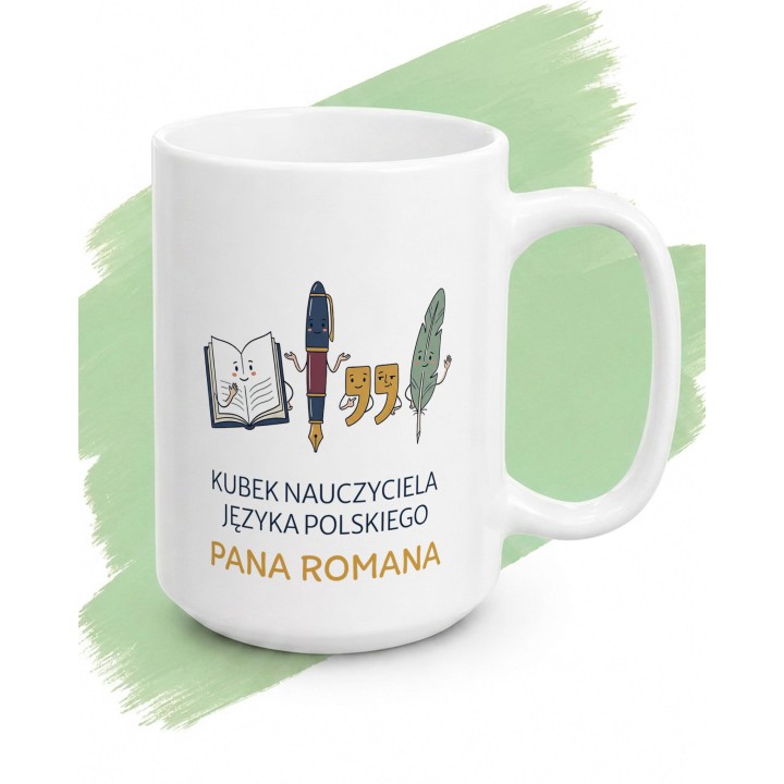 Personalizowany Kubek dla nauczyciela Polskiego - Z imieniem - main - GREEN_1