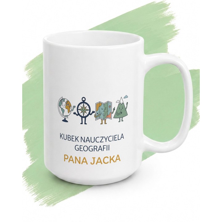 Personalizowany Kubek dla nauczyciela Geografii - Z imieniem - main - GREEN_1