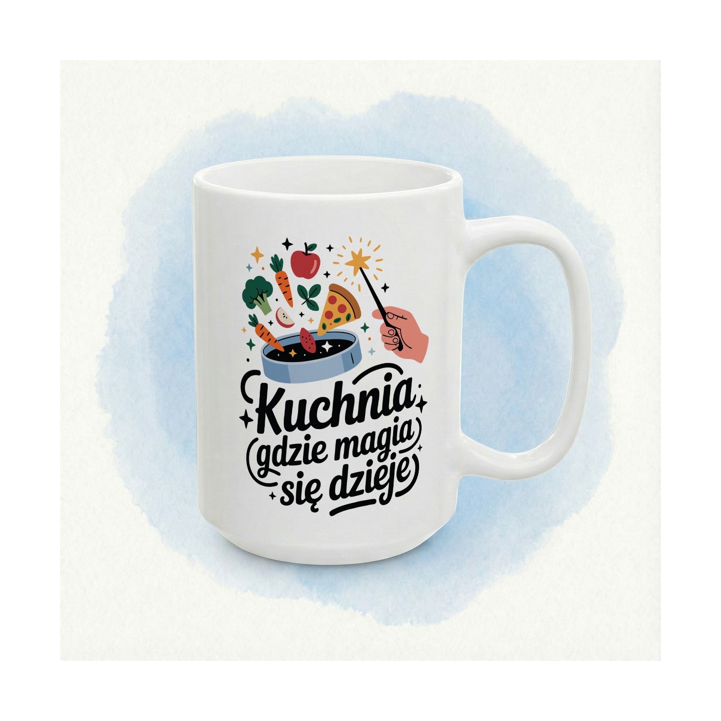 Kubek z nadrukiem „Kuchnia - tutaj magia się dzieje!”  kulinarne czary