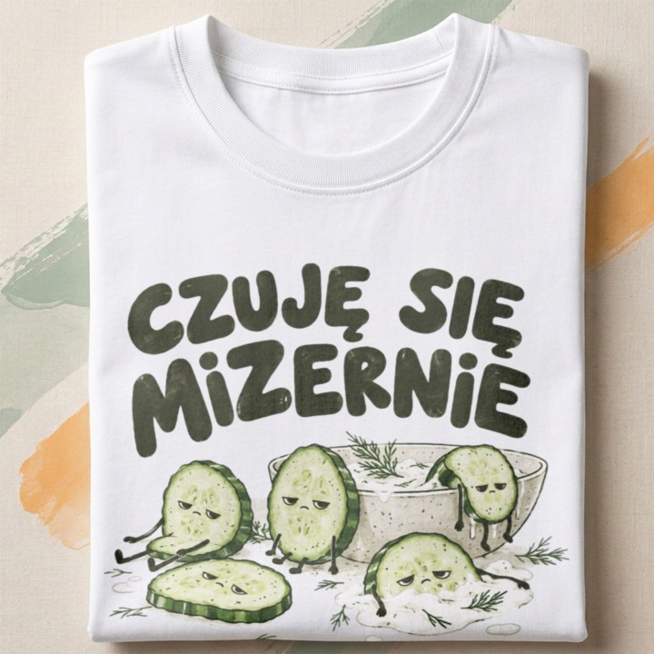 Koszulka z nadrukiem Czuję się mizernie | Śmieszny t-shirt z ogórkami