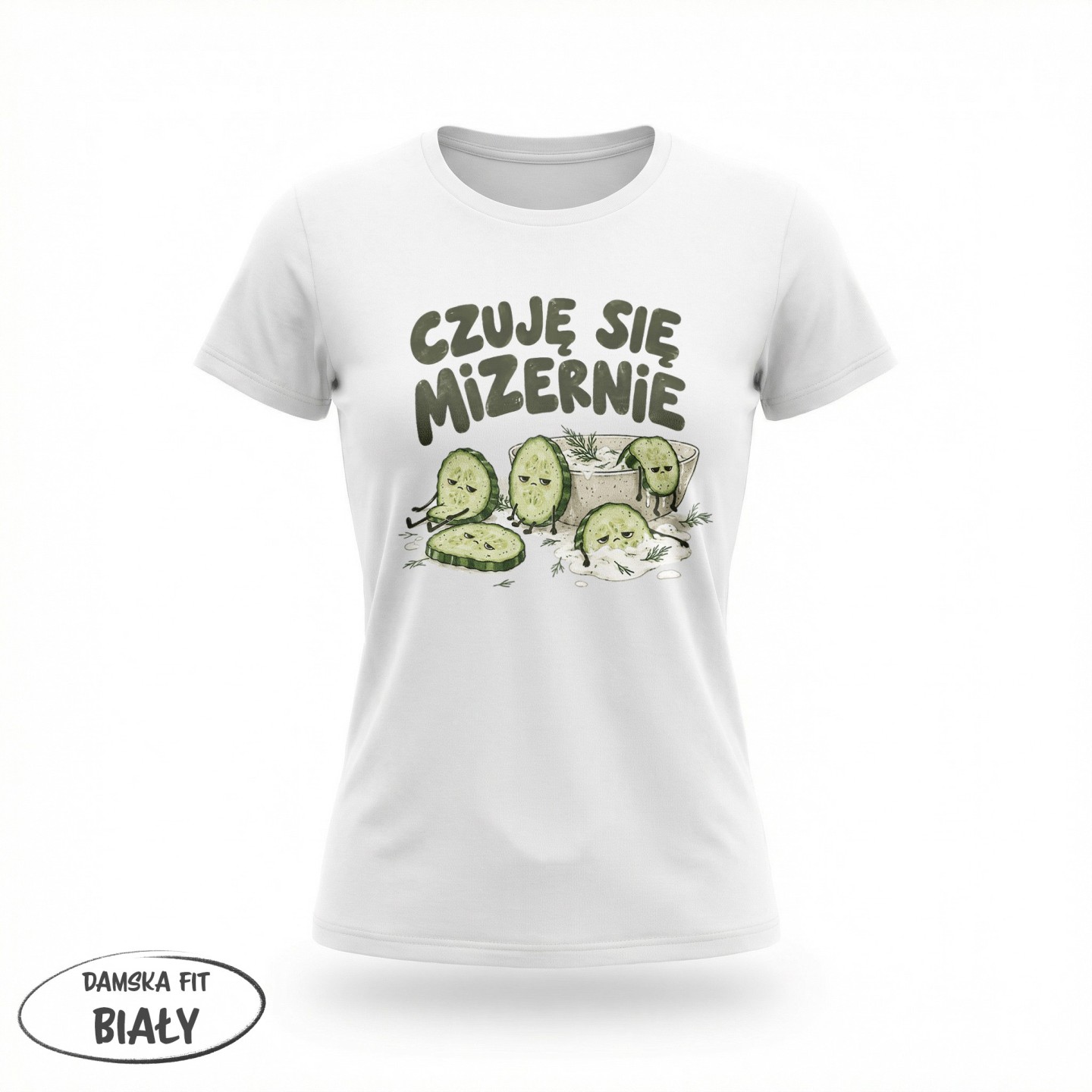 Koszulka z nadrukiem Czuję się mizernie | Śmieszny t-shirt z ogórkami