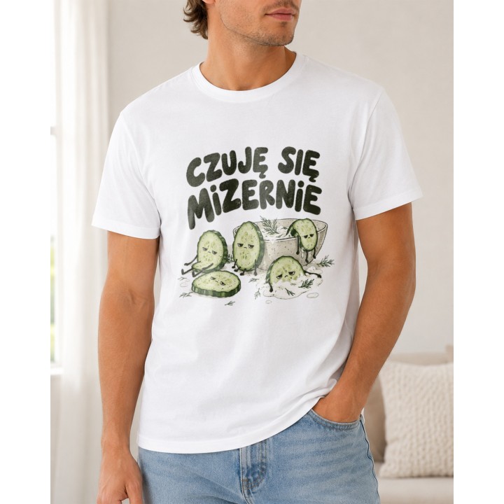 Koszulka z nadrukiem Czuję się mizernie | Śmieszny t-shirt z ogórkami