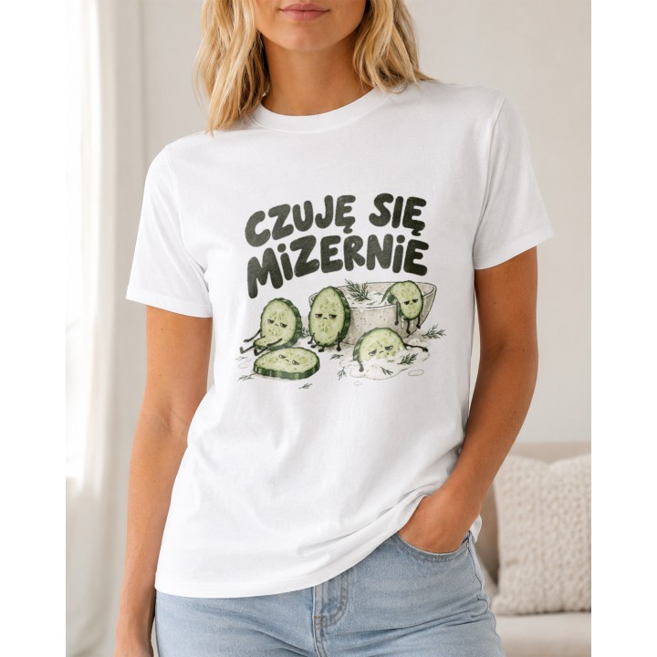 Koszulka z nadrukiem Czuję się mizernie | Śmieszny t-shirt z ogórkami