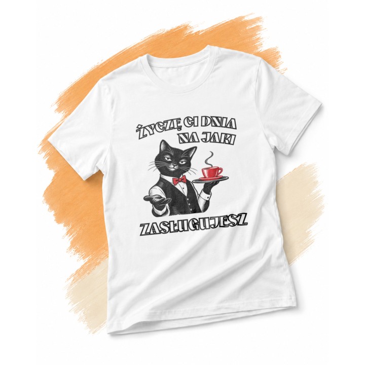 Życzę Ci dnia na jaki zasługujesz z kotem - main - WHITE_ORANGE_1