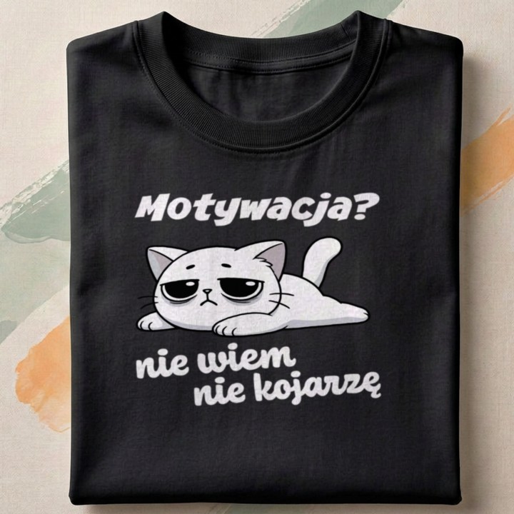 Motywacja - nie wiem nie kojarzę - z kotem smutnym - detail - FOLDED_BLACK