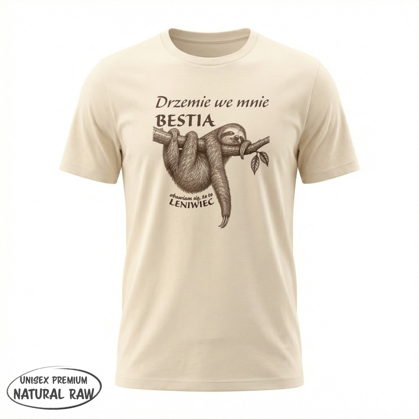 Drzemie we mnie bestia obawiam się że to leniwiec - variant - FRONT_MANEKIN_CLEAR_LABEL