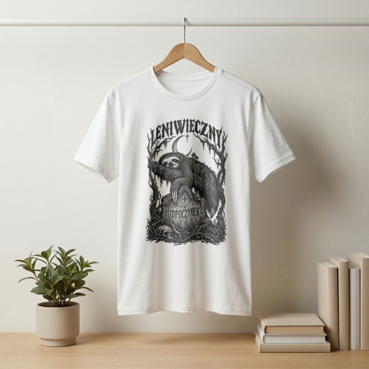 Koszulka z nadrukiem Leniwieczny Odpoczynek | Śmieszny t-shirt z leniwcem