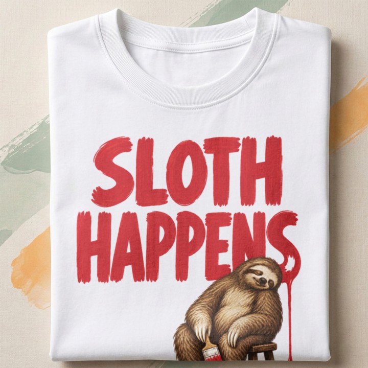 T-shirt z zabawnym leniwcem malarzem