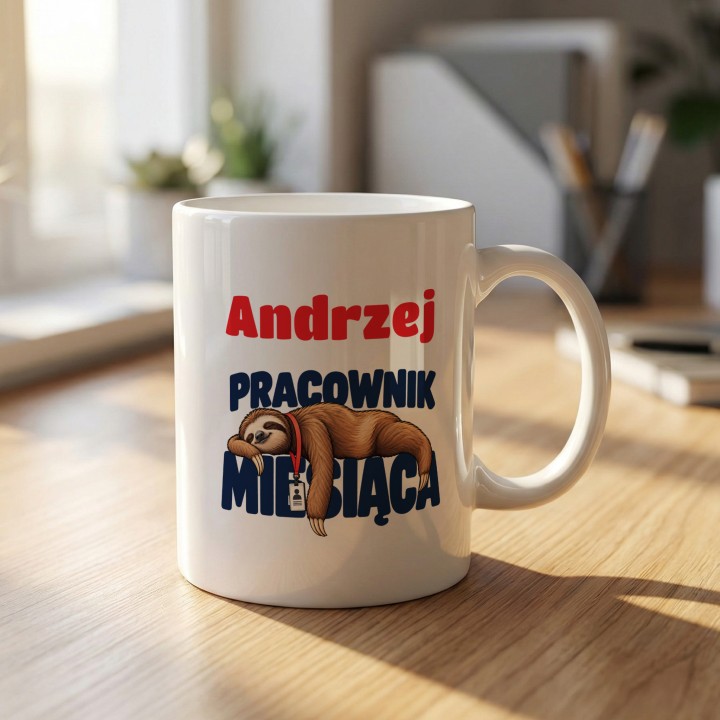 Śmieszny kubek biurowy Pracownik Miesiąca