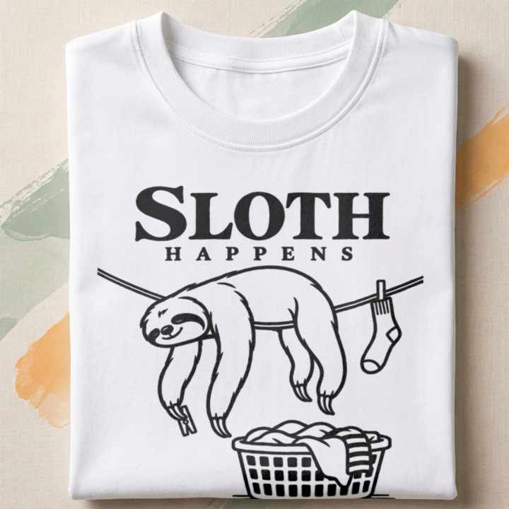 T-shirt z zabawnym hasłem Sloth happens