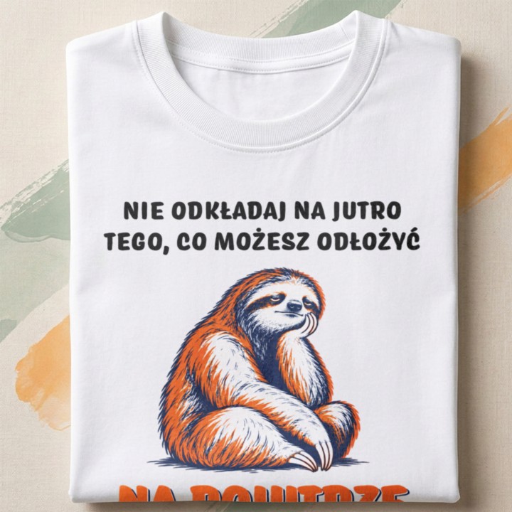 Koszulka z zabawnym motywem leniwca