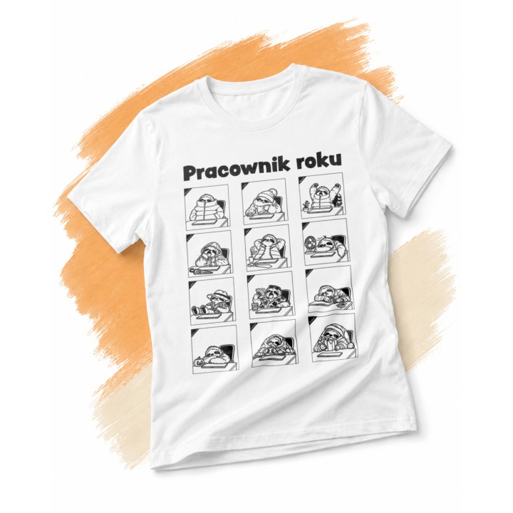 Koszulka Pracownik roku z leniwcem w 12 miesiącach