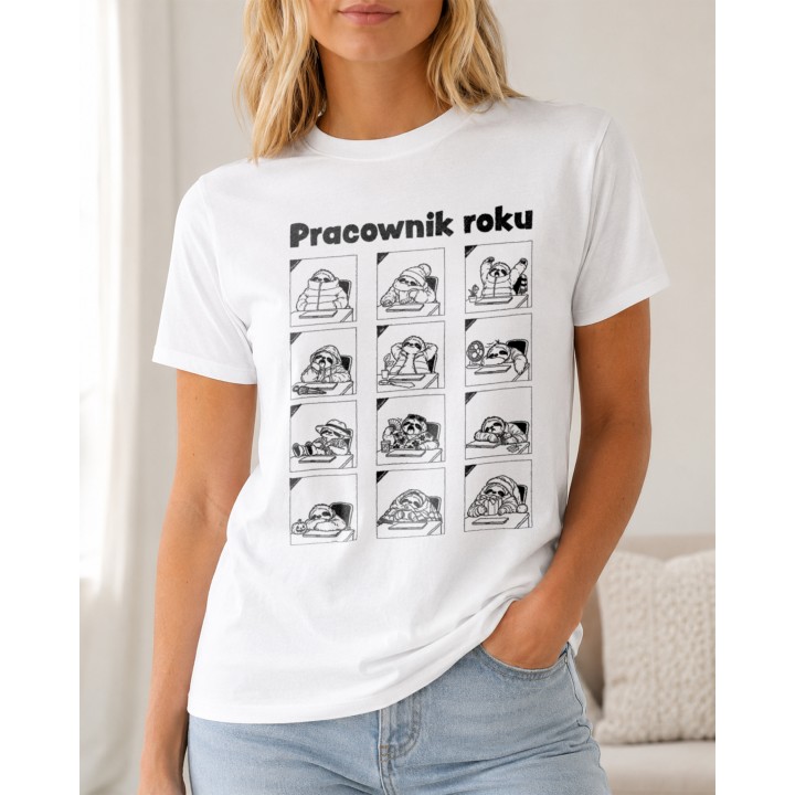 Koszulka do pracy z zabawnym kalendarzem leniwca