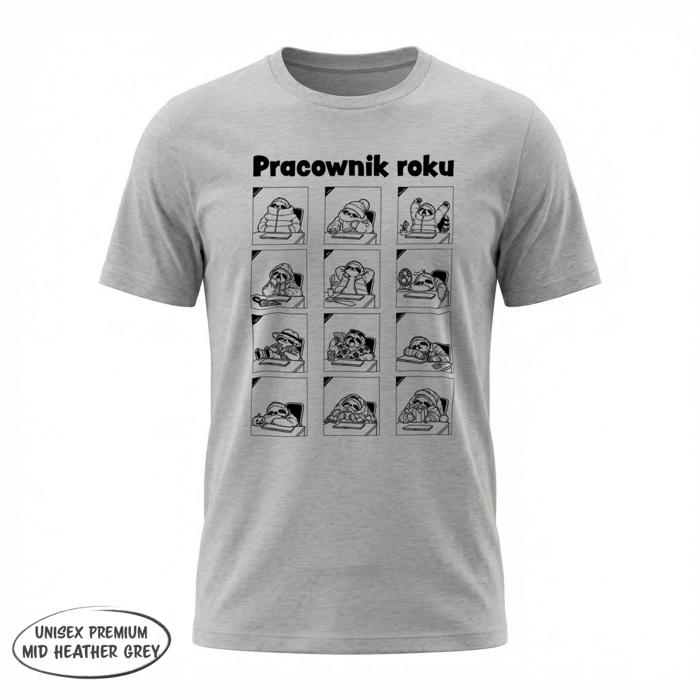 Koszulka Pracownik roku z leniwcem w 12 miesiącach