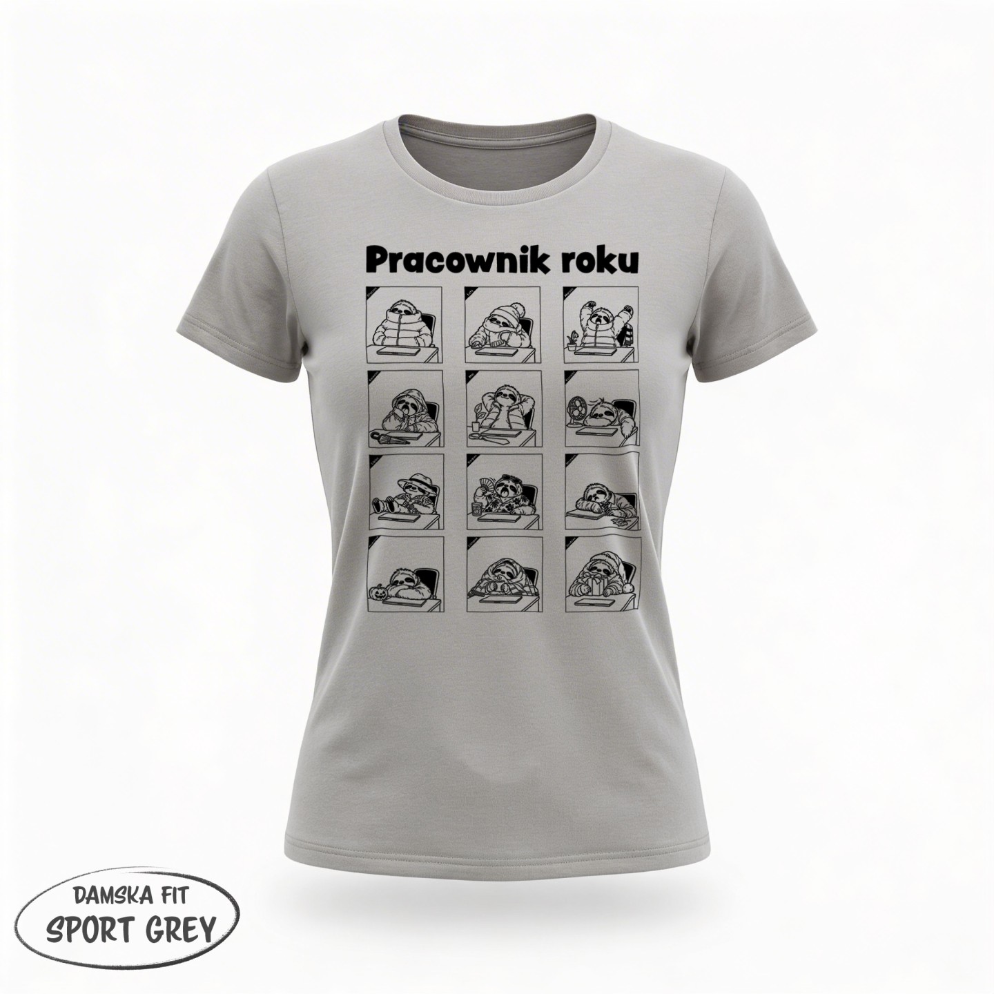 Koszulka Pracownik roku z leniwcem w 12 miesiącach