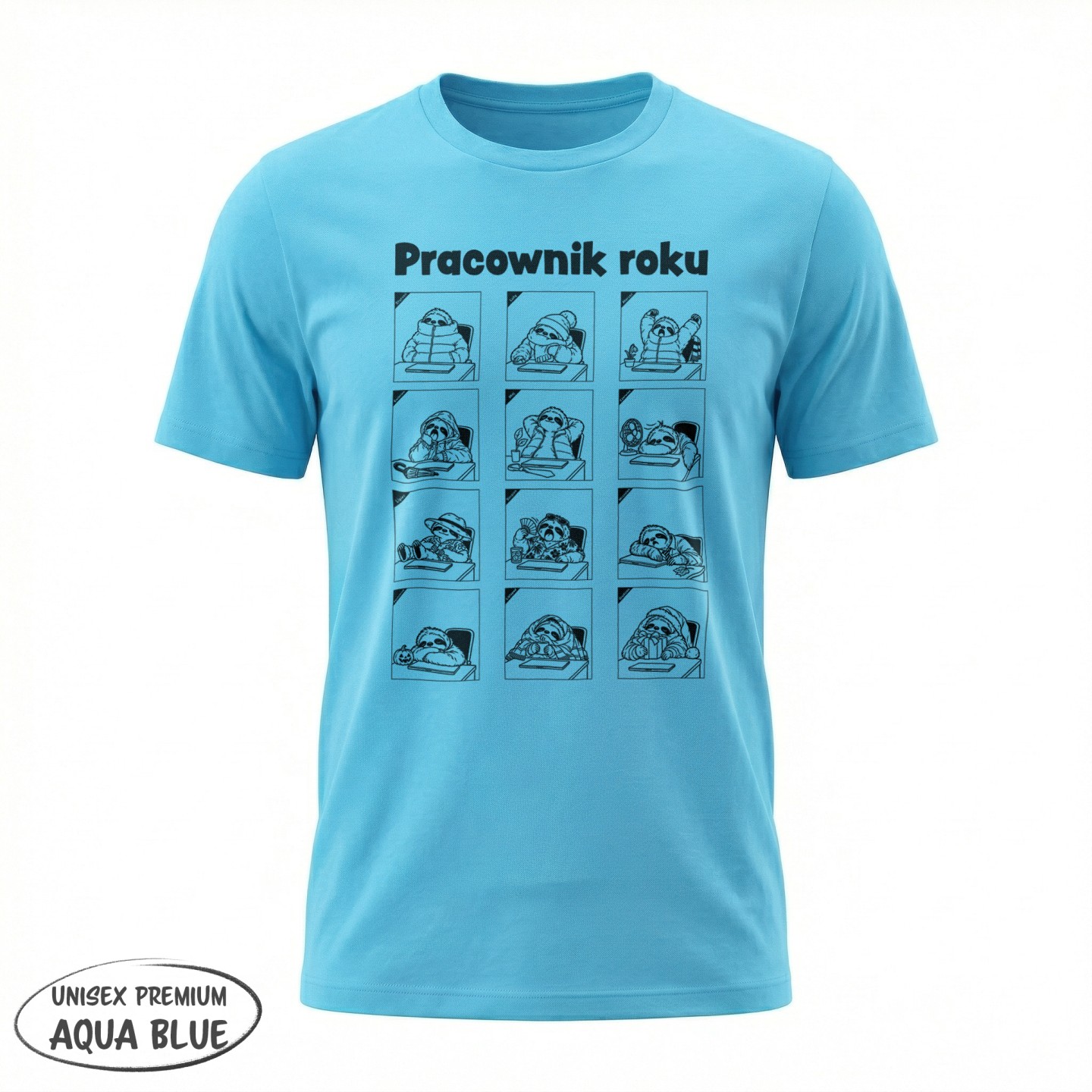 Koszulka Pracownik roku z leniwcem w 12 miesiącach